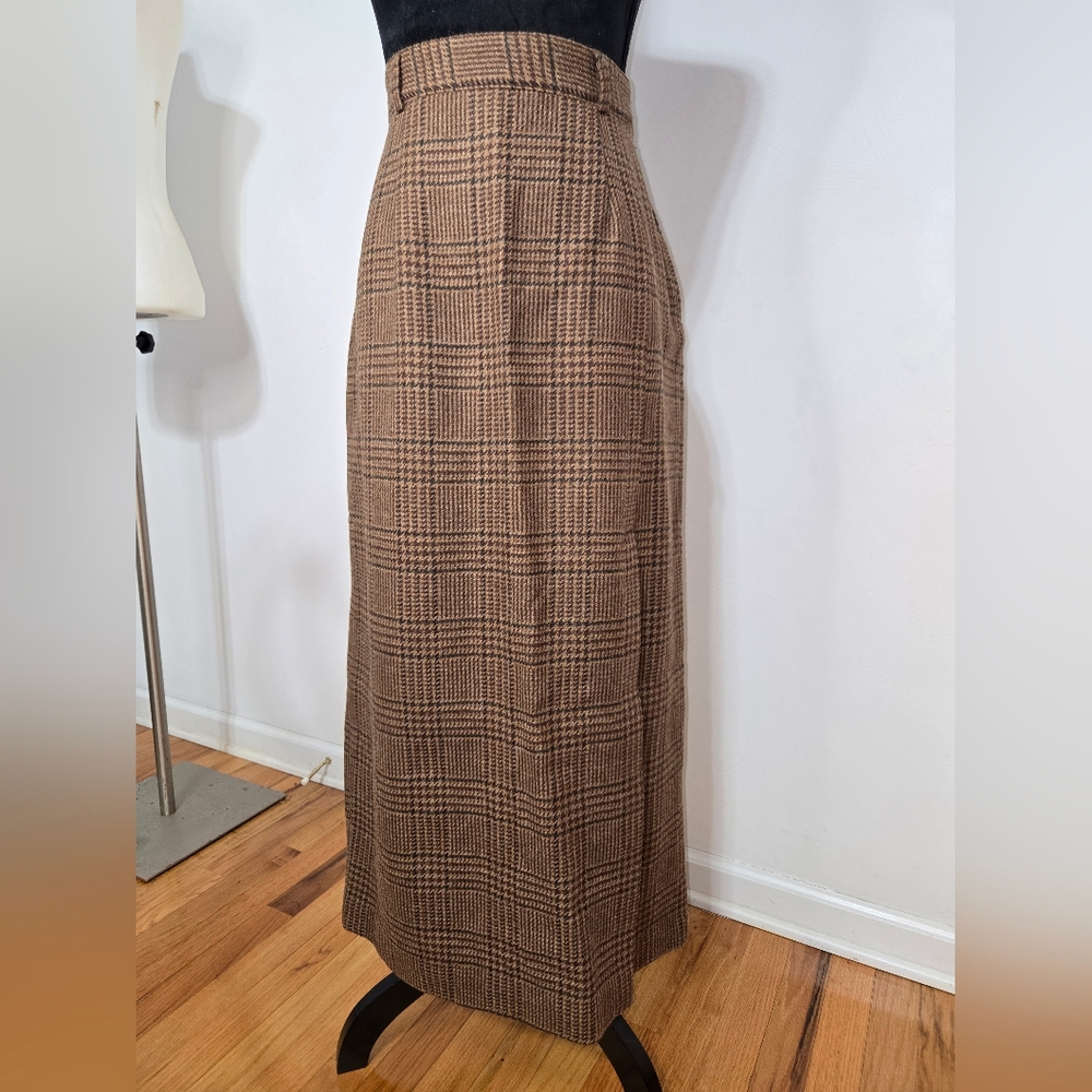 Vintage Breeches Maxi Plaid Houndstooth Skirt